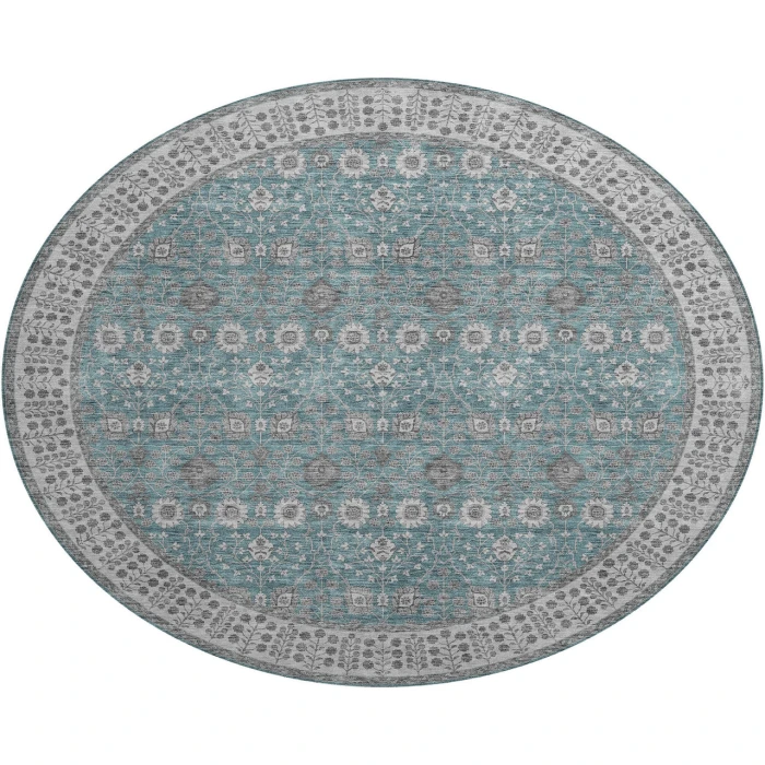Dalyn Luxury Washable Hatay HY8 Teal 8' x 8' Round Rug