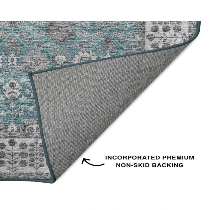 Dalyn Luxury Washable Hatay HY8 Teal 8' x 8' Round Rug