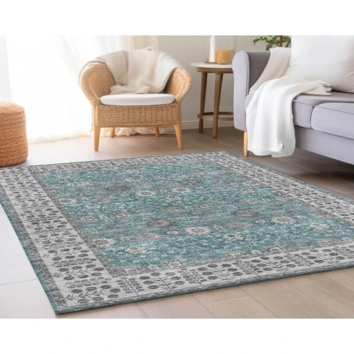 Dalyn Luxury Washable Hatay HY8 Teal 9' x 12' Rug