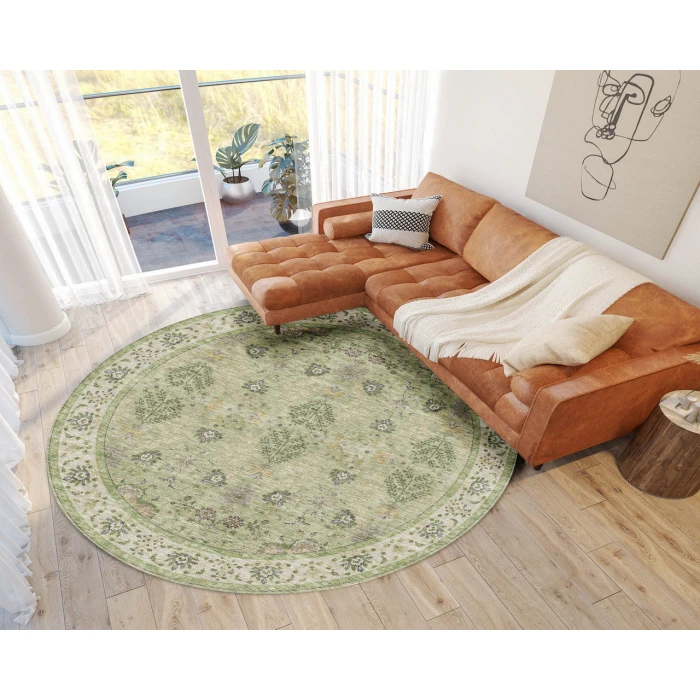 Dalyn Luxury Washable Hatay HY9 Aloe 8' x 8' Round Rug