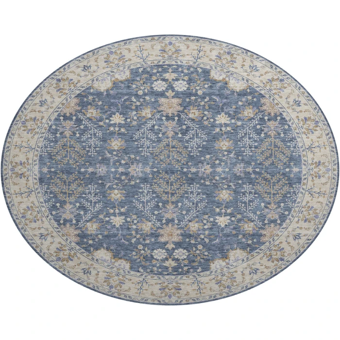 Dalyn Luxury Washable Hatay HY9 Blue 8' x 8' Round Rug