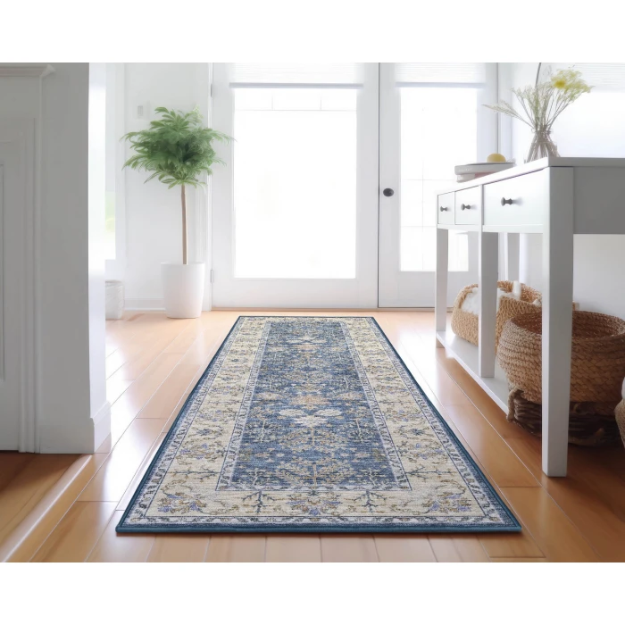 Dalyn Luxury Washable Hatay HY9 Blue 2'3" x 7'6" Runner Rug