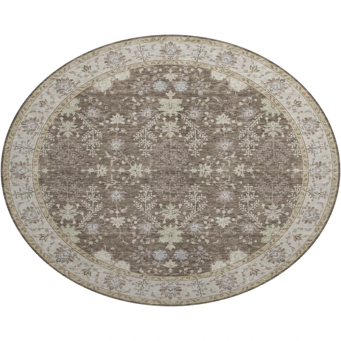 Dalyn Luxury Washable Hatay HY9 Brown 8' x 8' Round Rug