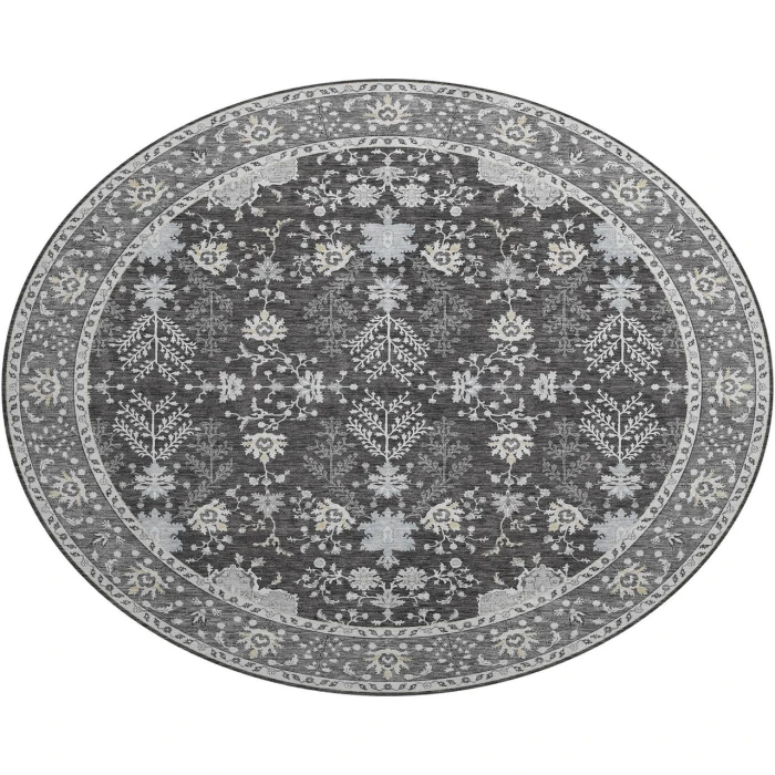 Dalyn Luxury Washable Hatay HY9 Charcoal 8' x 8' Round Rug