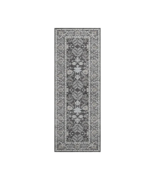 Dalyn Luxury Washable Hatay HY9 Charcoal 2'3" x 7'6" Runner Rug