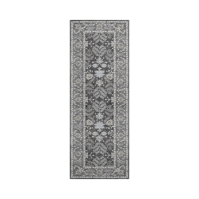 Dalyn Luxury Washable Hatay HY9 Charcoal 2'3" x 7'6" Runner Rug