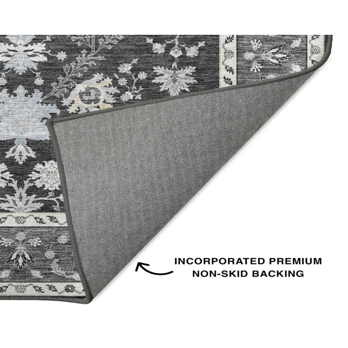 Dalyn Luxury Washable Hatay HY9 Charcoal 2'3" x 7'6" Runner Rug