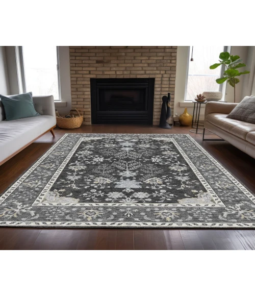 Dalyn Luxury Washable Hatay HY9 Charcoal 3' x 5' Rug