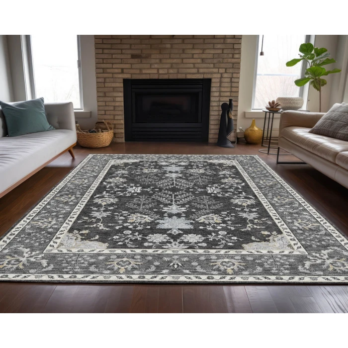 Dalyn Luxury Washable Hatay HY9 Charcoal 2'6" x 3'10" Rug