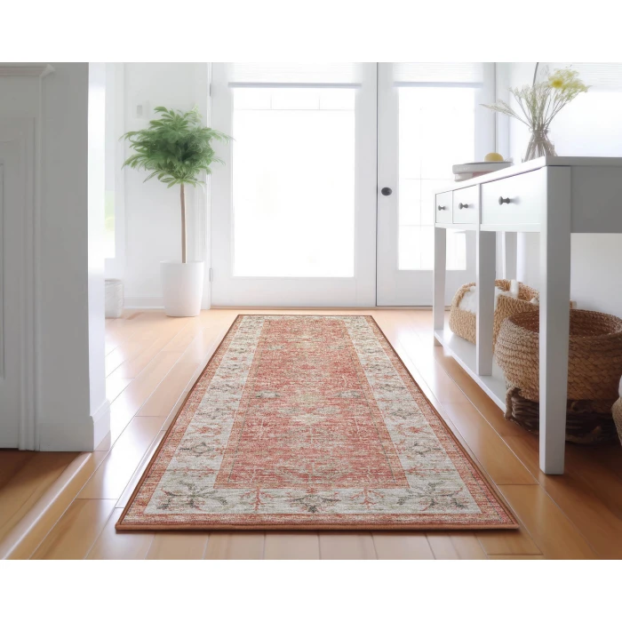 Dalyn Luxury Washable Hatay HY9 Coral 2'3" x 7'6" Runner Rug