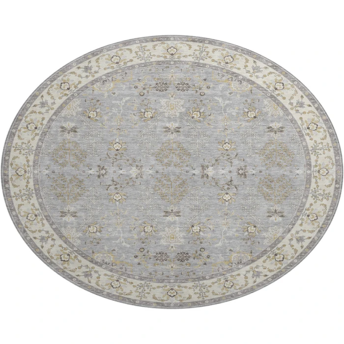 Dalyn Luxury Washable Hatay HY9 Gray 8' x 8' Round Rug