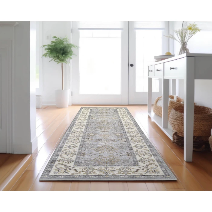 Dalyn Luxury Washable Hatay HY9 Gray 2'3" x 7'6" Runner Rug