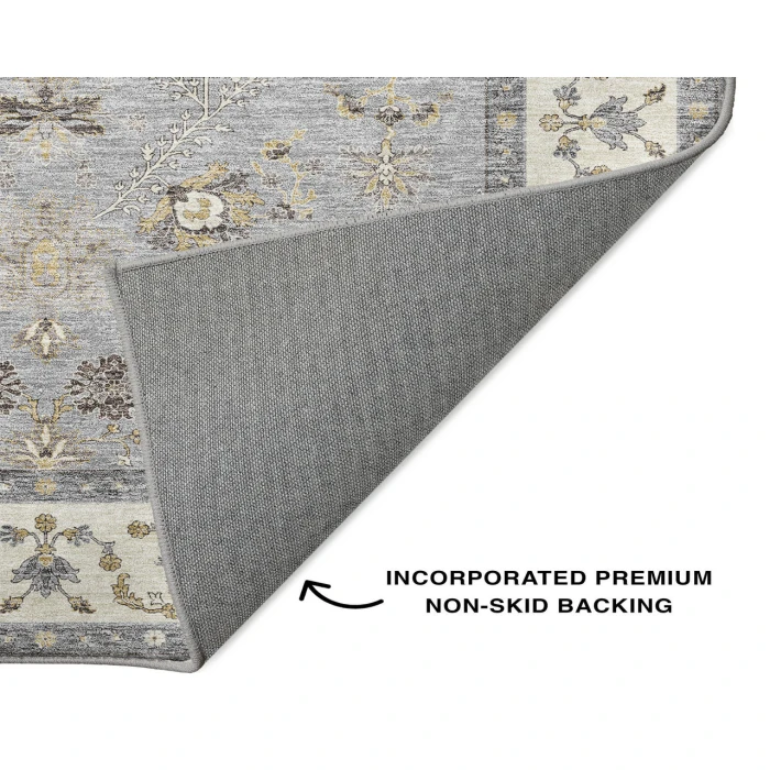 Dalyn Luxury Washable Hatay HY9 Gray 2'3" x 7'6" Runner Rug