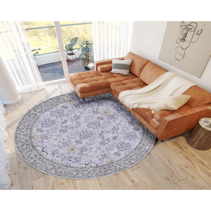 Dalyn Luxury Washable Hatay HY9 Lavender 8' x 8' Round Rug