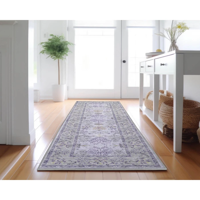 Dalyn Luxury Washable Hatay HY9 Lavender 2'3" x 7'6" Runner Rug