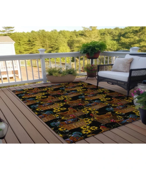 Dalyn Indoor/Outdoor Kendall KE2 Black Washable 9' x 12' Rug