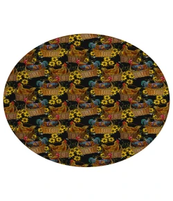 Dalyn Indoor/Outdoor Kendall KE2 Black Washable 8' x 8' Round Rug