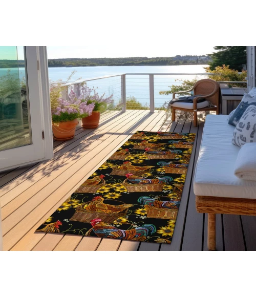 Dalyn Indoor/Outdoor Kendall KE2 Black Washable 2'3" x 7'6" Runner Rug