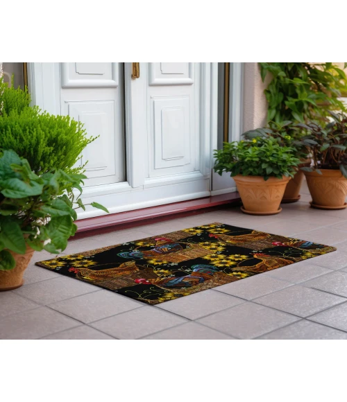 Dalyn Indoor/Outdoor Kendall KE2 Black Washable 1'8" x 2'6" Rug