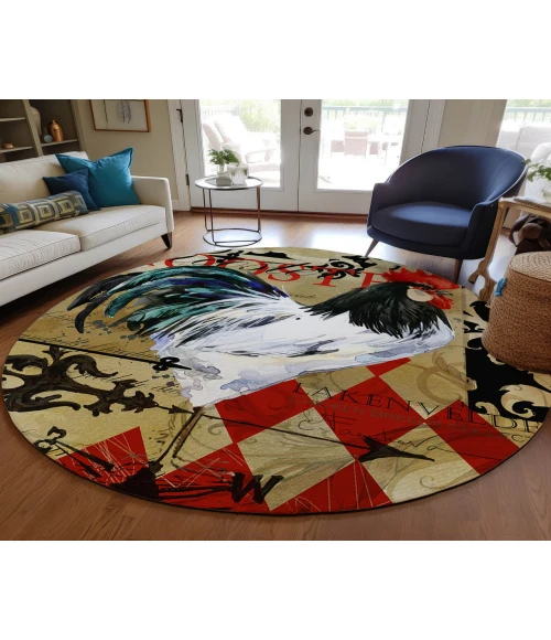 Dalyn Indoor/Outdoor Kendall KE3 Khaki Washable 8' x 8' Round Rug