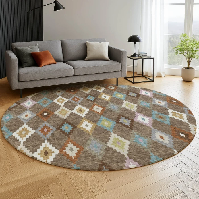 Dalyn Kenner Brown KN10 8ft. x 8ft. Round Rug