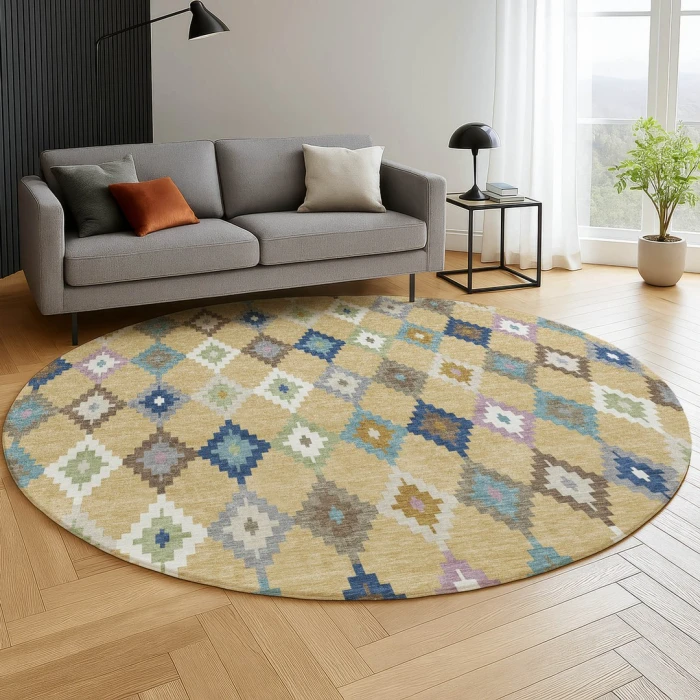 Dalyn Kenner Gold KN10 8ft. x 8ft. Round Rug