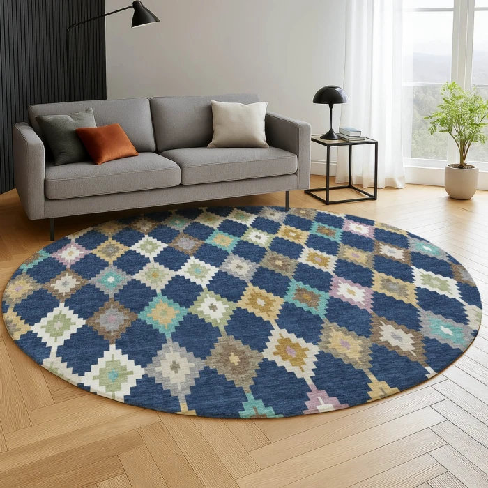 Dalyn Kenner Blue KN10 8ft. x 8ft. Round Rug