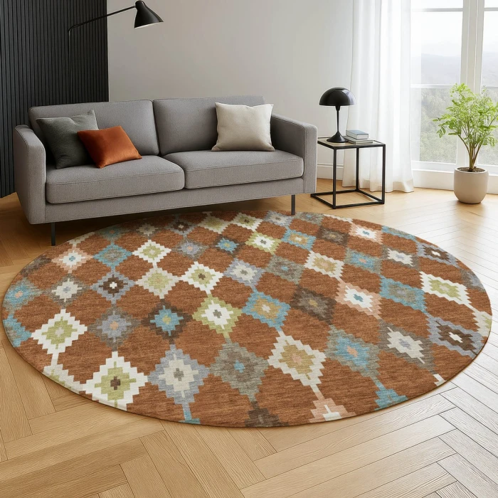 Dalyn Kenner Orange KN10 8ft. x 8ft. Round Rug