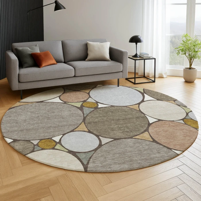Dalyn Kenner Brown KN1 8ft. x 8ft. Round Rug