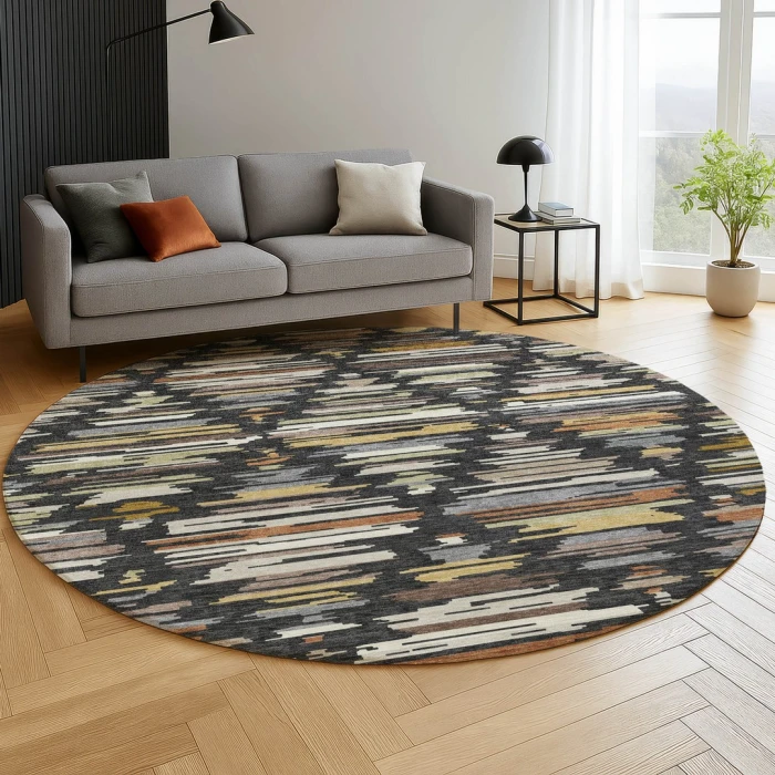Dalyn Kenner Black KN2 8ft. x 8ft. Round Rug