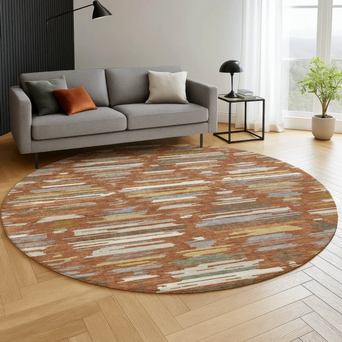 Dalyn Kenner Orange KN2 8ft. x 8ft. Round Rug