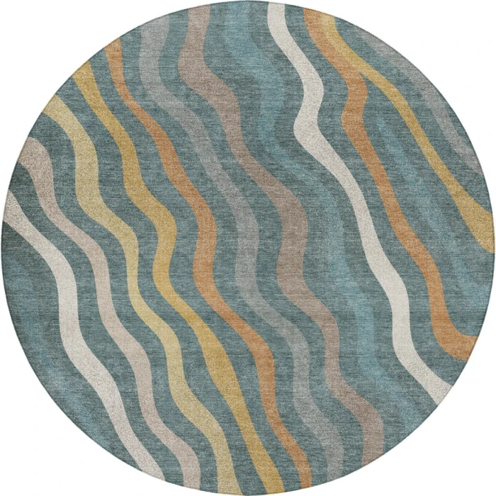 Dalyn Kenner Teal KN4 8ft. x 8ft. Round Rug