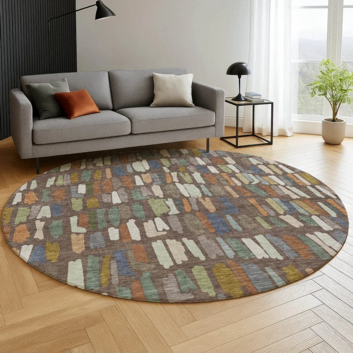 Dalyn Kenner Brown KN5 8ft. x 8ft. Round Rug