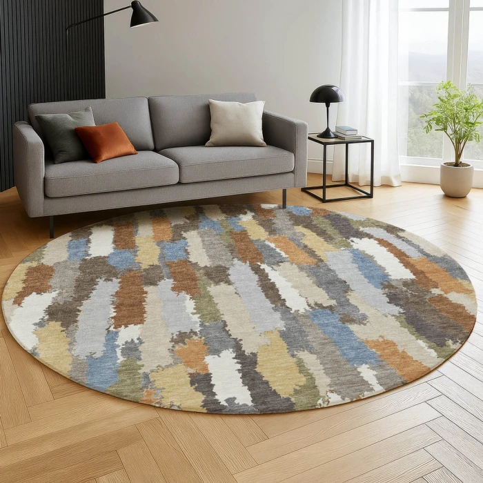 Dalyn Kenner Brown KN6 8ft. x 8ft. Round Rug