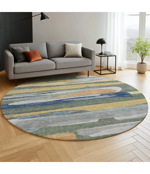 Dalyn Kenner Green KN7 8ft. x 8ft. Round Rug