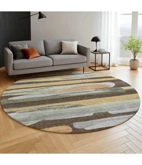 Dalyn Kenner Brown KN7 8ft. x 8ft. Round Rug