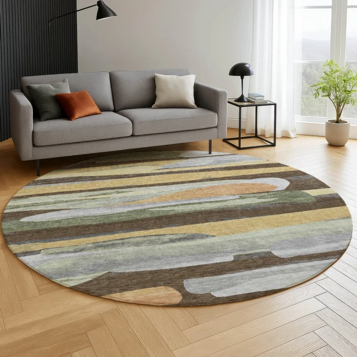 Dalyn Kenner Brown KN7 8ft. x 8ft. Round Rug