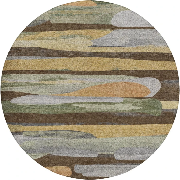 Dalyn Kenner Brown KN7 8ft. x 8ft. Round Rug