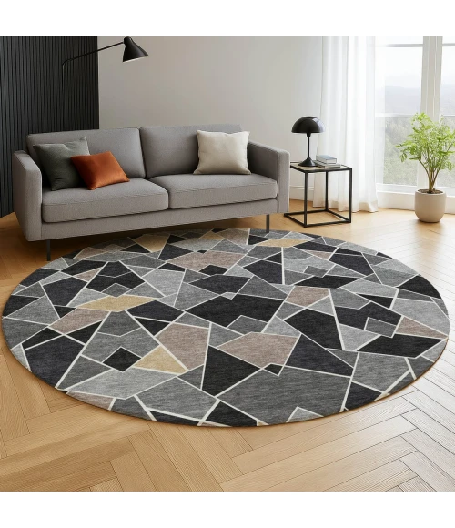 Dalyn Kenner Black KN8 8ft. x 8ft. Round Rug