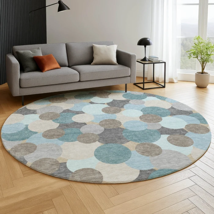 Dalyn Kenner Teal KN9 8ft. x 8ft. Round Rug