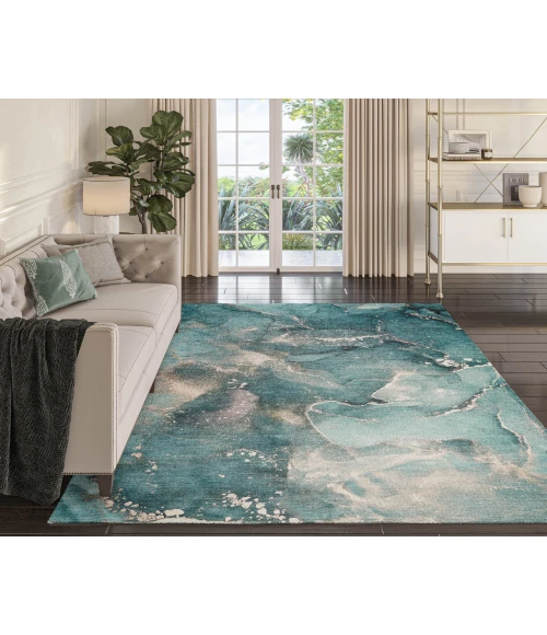 Dalyn Luxury Washable Odyssey OY11 Teal 8' x 10' Rug