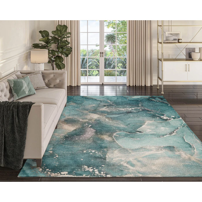 Dalyn Luxury Washable Odyssey OY11 Teal 5' x 7'6" Rug