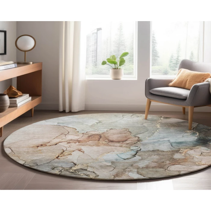 Dalyn Luxury Washable Odyssey OY12 Tan 8' x 8' Round Rug