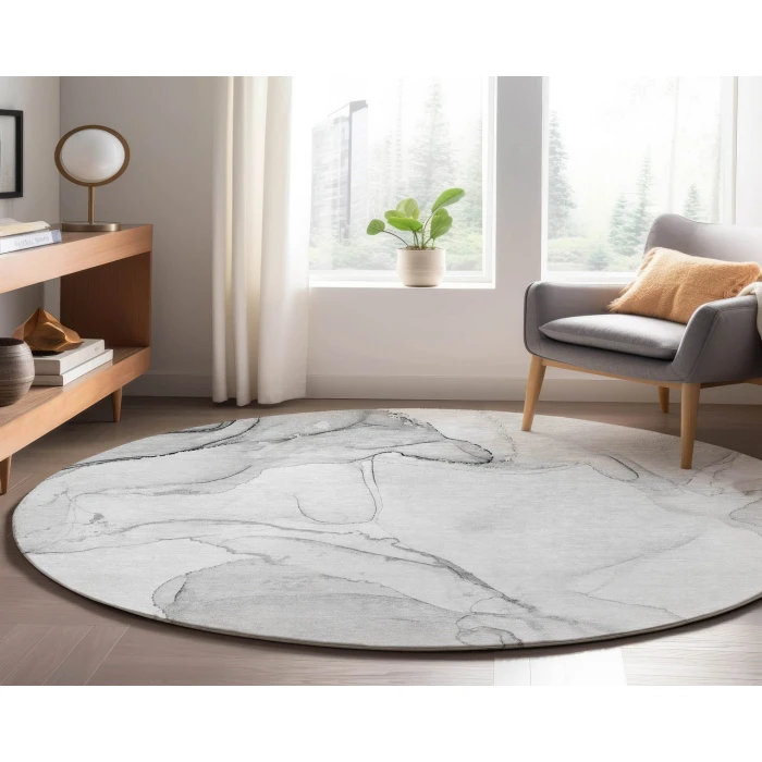 Dalyn Luxury Washable Odyssey OY13 Gray 8' x 8' Round Rug