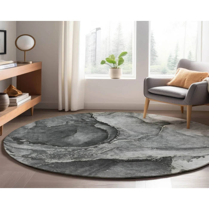 Dalyn Luxury Washable Odyssey OY14 Charcoal 8' x 8' Round Rug