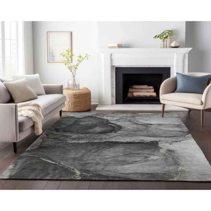 Dalyn Luxury Washable Odyssey OY14 Charcoal 3' x 5' Rug