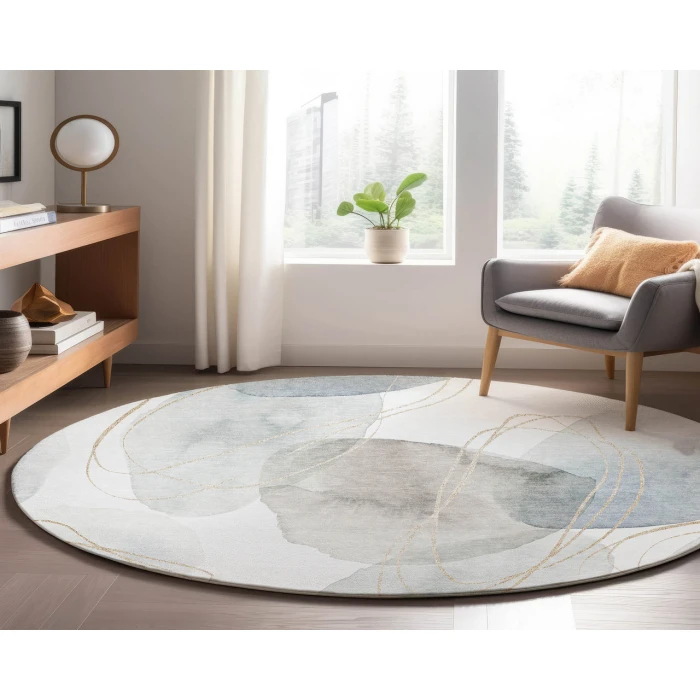 Dalyn Luxury Washable Odyssey OY15 Pearl 8' x 8' Round Rug