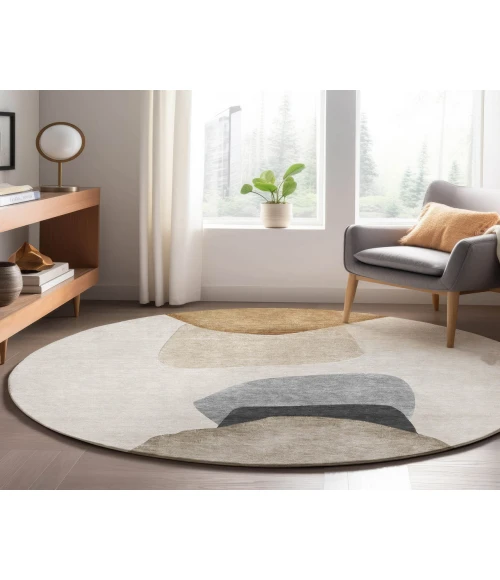 Dalyn Luxury Washable Odyssey OY17 Taupe 8' x 8' Round Rug