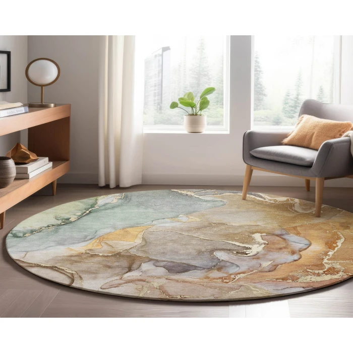 Dalyn Luxury Washable Odyssey OY1 Taupe 8' x 8' Round Rug