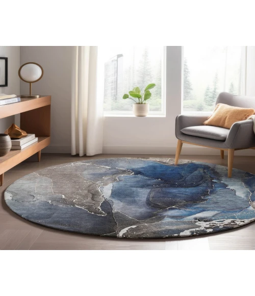 Dalyn Luxury Washable Odyssey OY3 Blue 8' x 8' Round Rug